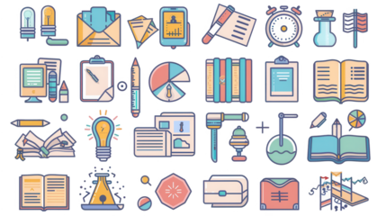 Back to School Transparent Icon Set for Study and Success