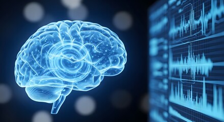 Brain scan with eeg display medical technology and neuroscience concept