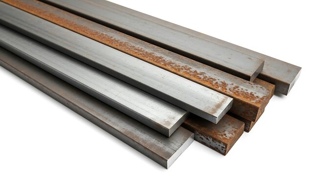 Metal Bars A Detailed View of Steel Rectangles, Showing Textures and Rust Details