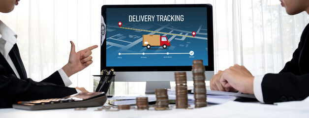 Delivery tracking system for e-commerce and brisk online business to timely goods transportation and delivery