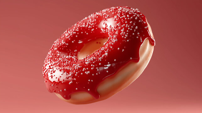 Red glazed doughnut with sprinkles - Powered by Adobe
