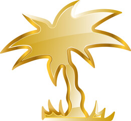 palm tree gold icon. Isolated on transparent background.