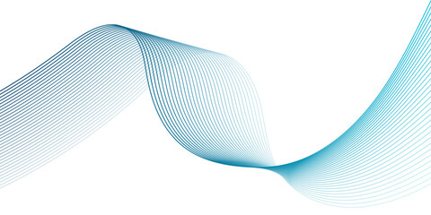 Abstract smooth wave on a white background. Dynamic sound wave flowing wave lines.