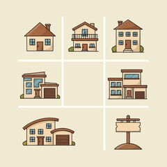 set of houses icons