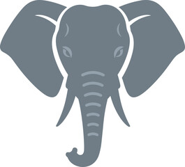 Gray Elephant Head with Tusks and Large Ears.