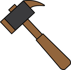 Isolated claw hammer with a wooden handle and metal head.