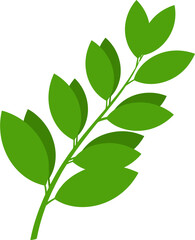 Vibrant Green Leafy Branch Isolated on White Background.