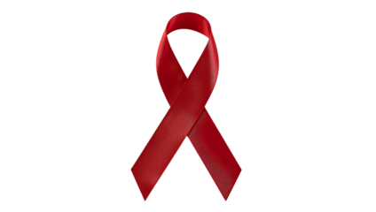 Red awareness ribbon, symbol of solidarity for health support and causes.