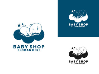sleeping baby logo design vector template. baby shop logo design vector template