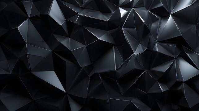 Dark abstract background with a geometric low poly triangular pattern.