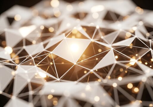 Abstract polygonal network with connecting lines, digital background design - Powered by Adobe