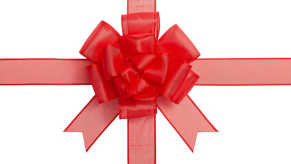 Vibrant red bow and ribbon for festive occasions and gift wrapping design isoleted on transparent background