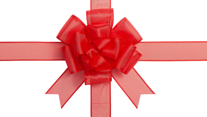 Vibrant red bow and ribbon for festive occasions and gift wrapping design isoleted on transparent background