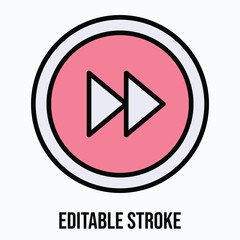 Fast Forward Button Vector Icon Illustration, Lineal Colour Icon