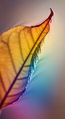 Autumn Leaf with Vibrant Hues and Delicate Veins Close Up Impression