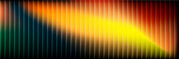 Iridescent futuristic neon ribbed fractal glass texture with vibrant gradient waves and bright smooth fluted curved lines. Bold dynamic design blending radiant neon tones for modern visual art project