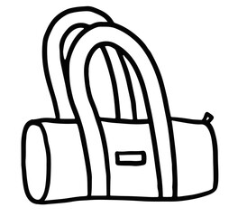 Hand drawn brown bag outline for cafe hopping, gym, colouring book, fashion, accessory, online shopping, department store, bag shop, lifestyle, hobby, leisure, commute, work office, outfit of the day