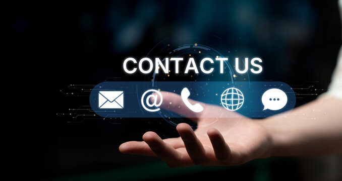 UI concept for contact us section showing icons for email, web, phone, and message. Contact and support icons help streamline business communication and improve customer contact experience. Spline