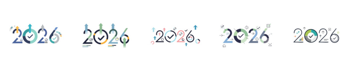 Time Management Timely Success 2026 Vector Collection Modern Flat Design for Achievement Progress Efficiency