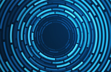 Blue concentric circular tech lines creating a glowing digital ring effect, ideal for technology themes, data concepts, futuristic design, and modern graphic backgrounds