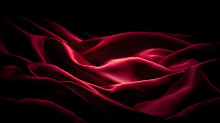 Obraz premium Elegant flowing red silk fabric waves on a dark background.