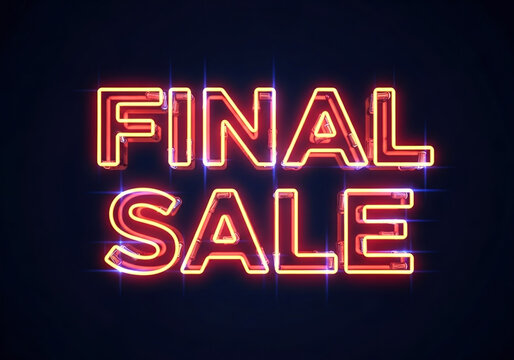 Final sale neon sign glowing in red and orange light