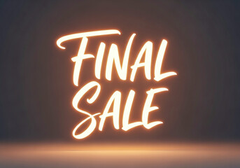 Final sale neon sign glowing in orange light on dark background