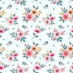 Pink floral seamless vector pattern for spring summer. This pattern can be used for textile fabric design gift wrapping paper and decoration
