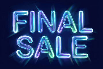 Final sale neon sign with glowing blue and purple light effect