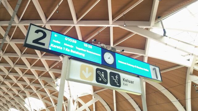 an LED sign at Halim KCIC Station