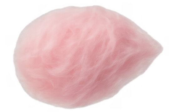 Pink cotton candy cloud, sweet fluffy sugar dessert, isolated on transparent background, indulging in a nostalgic treat