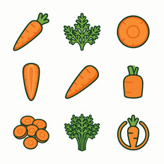 Cute Carrot Icons Set – Fresh Vegetable Illustration Pack