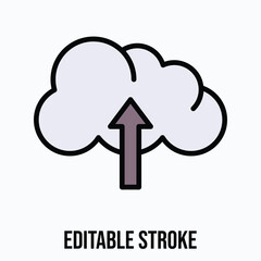 Cloud Upload Vector Icon Illustration, Lineal Colour Icon
