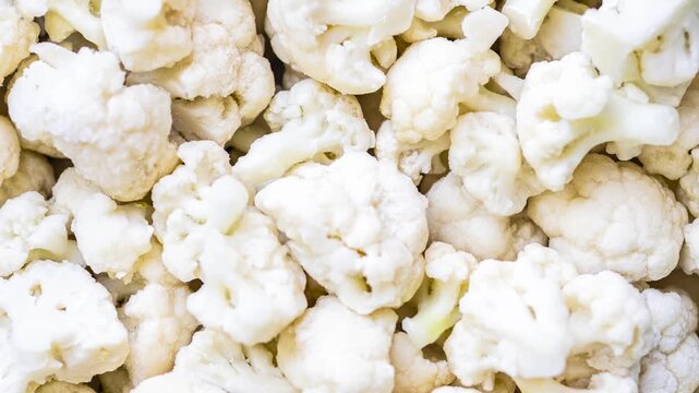 Close-up View of Cauliflower Florets Showing Detailed Surface Texture