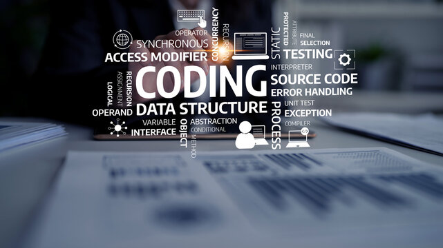 This visually engaging stock photo captures essential software development concepts, showcasing coding and data structure elements in a modern workspace for tech enthusiasts. Tessel