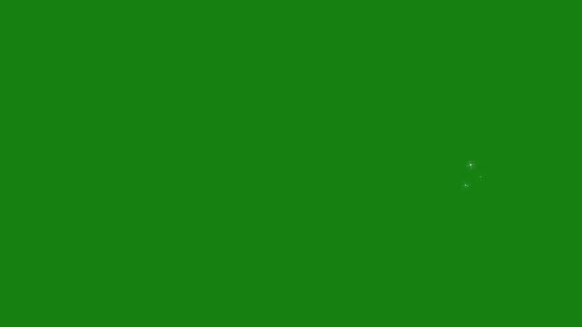 Glittering white magic sparkles with fairy dust star trail, glowing particle line transition, twinkling doodle star, spiral Christmas star path, shining starlight animation overlay on green screen. 4k