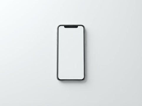 A modern smartphone rests on a clean white surface