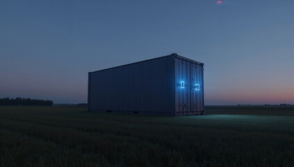 Giant Battery Storage Unit in Open Landscape