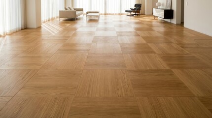 Luxury oak parquet floor with uniform grain texture