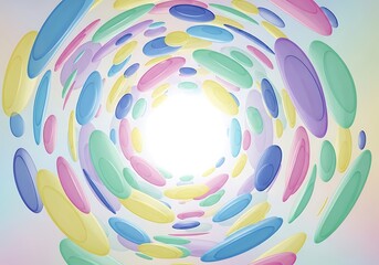 Pastel ellipse tunnel, vibrant concentric background illusion graphic