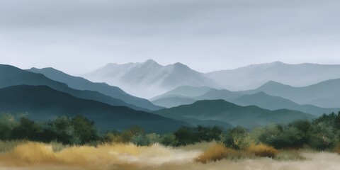 Mountain range with a cloudy sky in the background