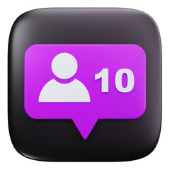 3D Purple Social User Notification Icon