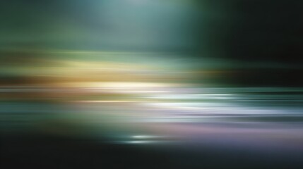 Blurry image of a green and blue sky with a yellow sun