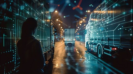 Person silhouetted against a futuristic digital cityscape with glowing data streams