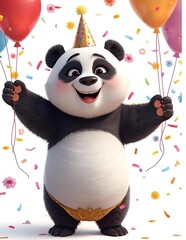 Birthday panda with balloons