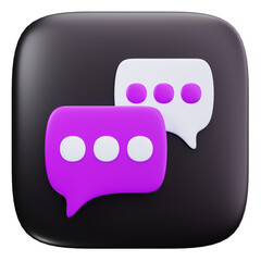 3D Purple Chat Message Application Icon