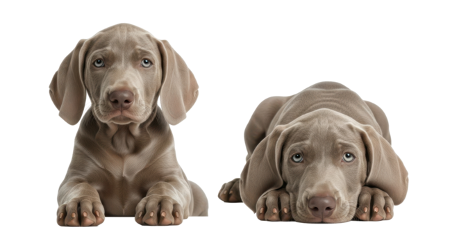 Adorable weimaraner puppies resting, creating a warm, fuzzy feeling of companionship and unconditional love