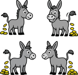 Cartoon Gold Donkey Producing Coins – Goldesel Illustration.