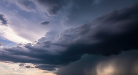 Obraz premium Dramatic Thunderstorm Sky with Pouring Rain and Dark Ominous Clouds