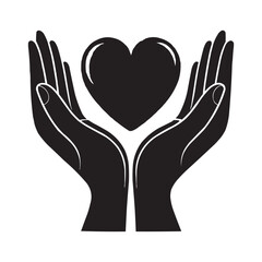 Fototapeta premium Hands Holding Heart Icon – Symbol of Care and Love in Vector Style